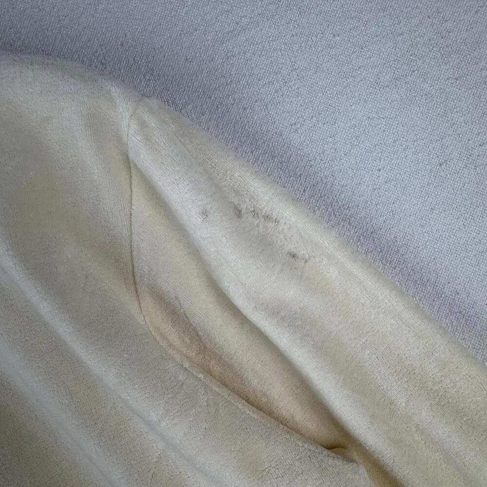 60-70s Vtg Van Heuson Wimbledon Velour Mens L Long Sleeve Polo Shirt Cream *Read